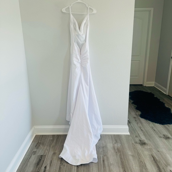 Stunning Custom Designed & Tailored V-Neck Backless Wedding Dress With Train - Picture 5 of 8